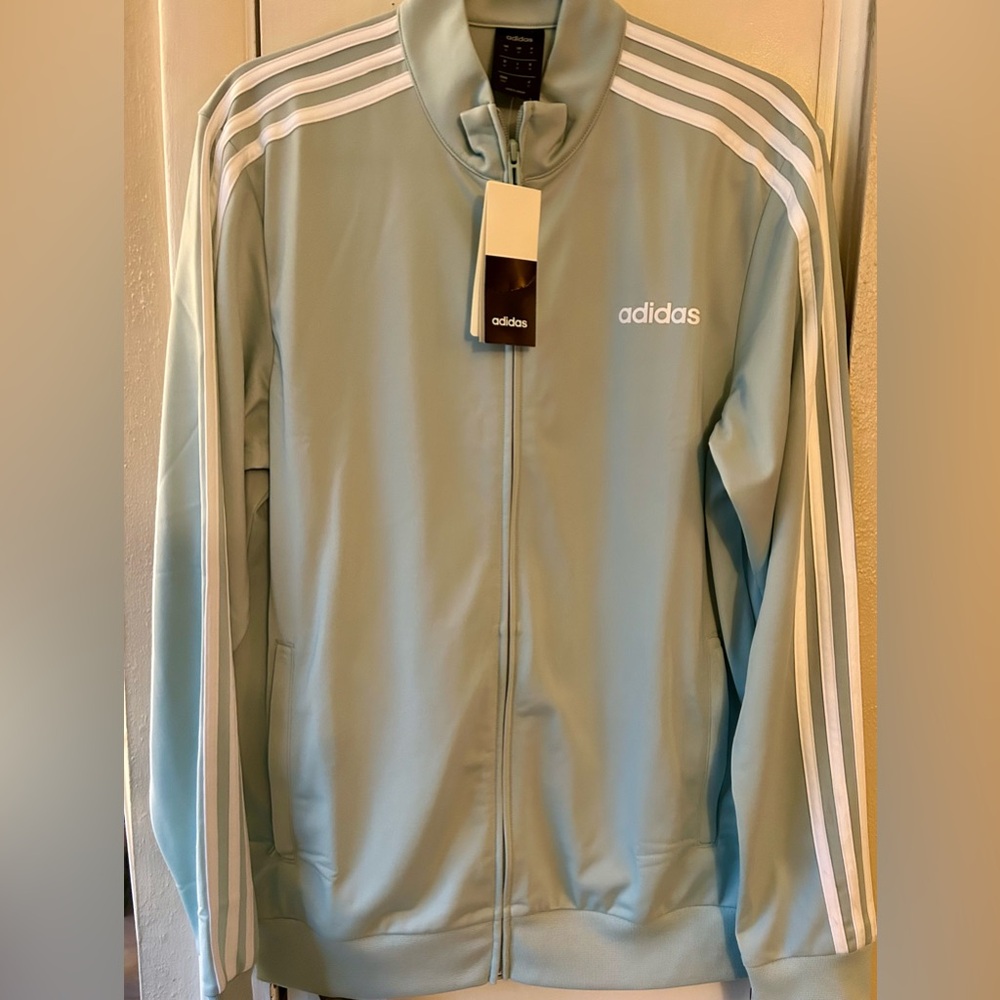 Adidas Essential Track jacket in green tint/white